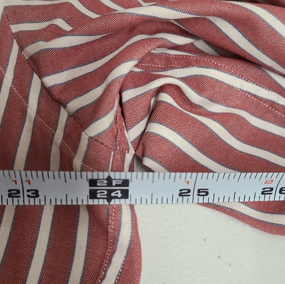 LL Bean Red Striped Button Down Shirt 16 1/2 - Picture 5 of 6